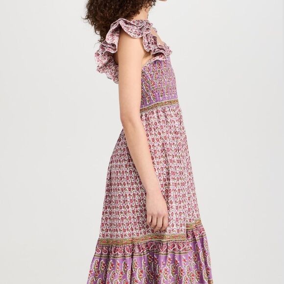 Mille Plus Olympic Heirloom Midi Dress mini floral Ruffle Cotton smocked Size XL - Picture 9 of 13